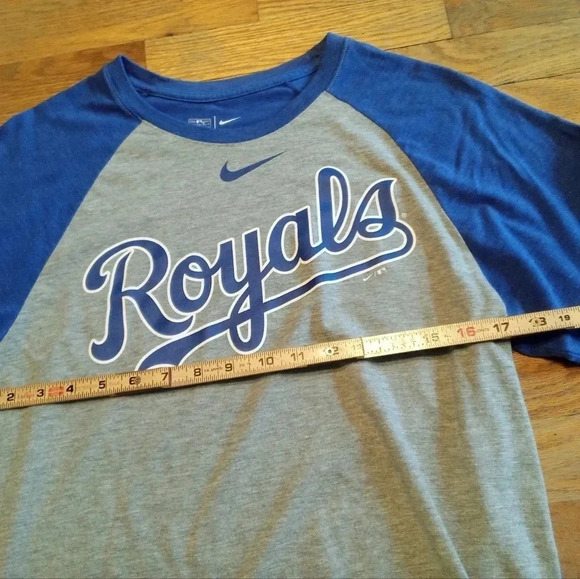 KC Royals Shirt Mens S Blue MLB Baseball Nike 3/4 Sleeve Pullover Outdoor - Picture 4 of 8
